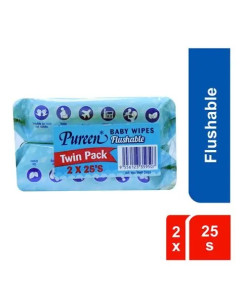 Pureen Baby Wipes Flushable 2x25's-Carton