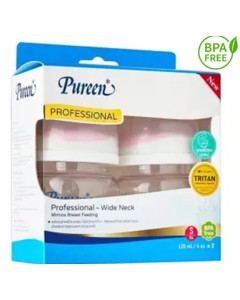 Pureen Tritan Bottle Wide Neck 4ounce (Twin Pack)-Carton