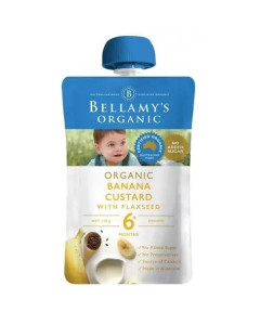 BELLAMYS BANANA CUSTARD W FLAXSEED 120G-Carton