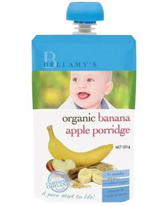 BELLAMYS BANANA & APPLE PORRIDGE 120G-Carton