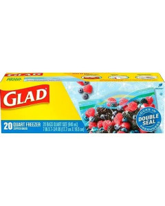 GLAD ZIPPER FREEZER BAG 20'S - Carton
