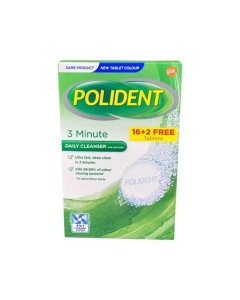 POLIDENT DENTURE TABLETS DAILY CLEANSER 3 MINUTE (12x16's+2's) - Carton