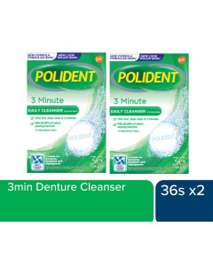 POLIDENT DENTURE DAILY CLEANSER 3 MINUTE (2x36's) TWIN PACK - Carton