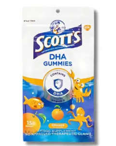 SCOTT'S DHA GUMMIES ORANGE (12x15's) ZIPPER PACK - Carton