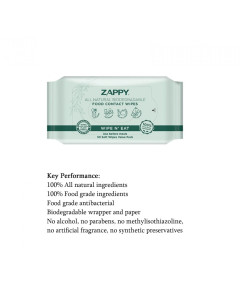 Zappy All NaturalBiodegradable Food ContactWipes 10s-Carton
