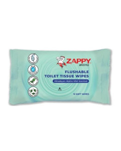 Zappy Lifestyle FlushableToilet Tissue Wipes Himalayan Alpine Mist Scented 15 Sheets - Carton