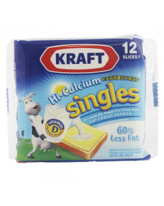 Kraft Hi-Calcium Single's 60% less fat Cheddar Cheese 12 Slices - Carton