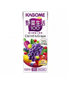 Kagome Drink VTG Yasai Seikatsu 100 Carrot and Grape - Carton