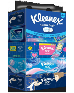 Kleenex 3-Ply Ultra Soft Facial Tissues Limited Tissue 5 x 100's - Carton
