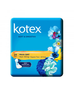 Kotex Soft & Smooth 24cm Maxi Day 28's Pads Twin Pack - Case