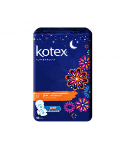 Kotex Soft & Smooth 32cm Slim Overnight Wing 18's Pads Twin Pack - Case