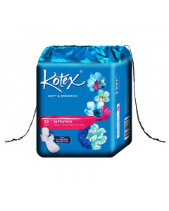 Kotex Soft & Smooth 32cm Ultrathin Wing 14's Pads Twin Pack - Case