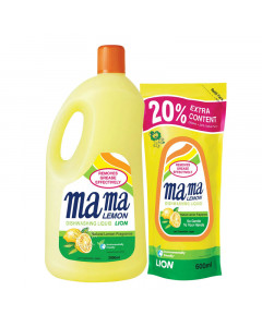Mama Lemon Dish Washing Liquid Regular with Refill - Carton