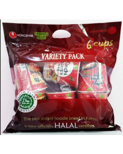Nongshim Cup Noodles Variety 6s Pack Halal (2 X MUSHROOM - 2 X KIMCHI - 2 X KOREAN CLAYPOT) - Carton