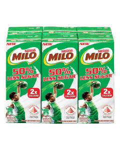 MILO UHT Chocolate Malt Less Sugar Packet Drink - Carton