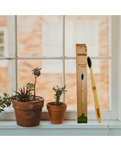 Nonic Wave Bamboo Toothbrush Soft Charcoal Bristles 12s - Case