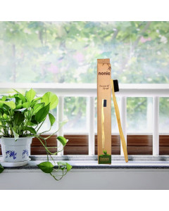 Nonic Octave Bamboo Toothbrush Soft Charcoal Bristles 12s - Case