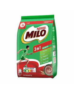 MILO Activ-Go 3 in 1 Instant Chocolate Malt Drink Sachet - Carton
