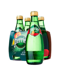PERRIER SPARKLING MINERAL PEACH GLASS BOTTLE - Case