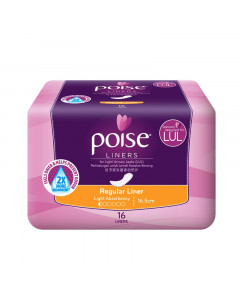 Poise 16.5cm Regular Liner 16's Pads - Case