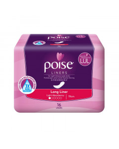 Poise 19cm Liner Long 16's Pads - Case