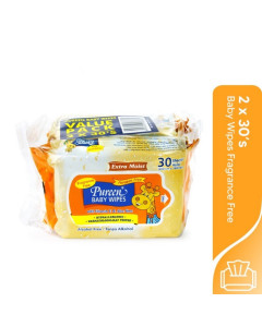 Pureen Baby Wipes-Fragrance Free 24 x 2x30'S-Carton