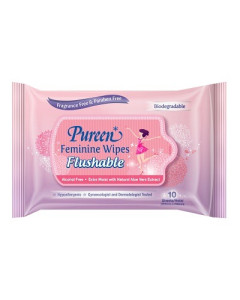Pureen Feminine Wipes Flushable 3x10's-Carton