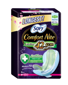 Sofy Comfort  Night Slim Wing 42.5cm 8's (AntiBac) - Carton