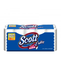 Scott 2-Ply Extra Toilet Rolls Regular Pack 20 x 180's - Carton
