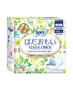 Sofy Hadaomoi 100% Cotton Liner 140mm Unscented 54’s - Carton