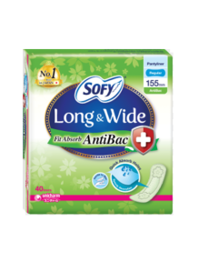 Sofy Long & Wide Fit Absorb Pantyliner 155mm 40's (AntiBac) - Carton