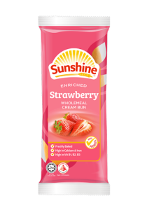 Sunshine Enriched Strawberry Wholemeal Cream Bun - Carton