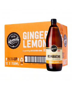 Remedy Organic Kombucha Ginger Lemon - Carton