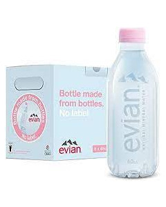 Evian Still Natural Mineral Water NUDE PET (bottle made from bottles) - Carton