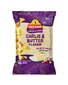 Mission Triangle Yellow Garlic & Butter Fried Chips - Carton 