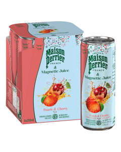 Maison Perrier France & Magnetic Juice Peach & Cherry Delightful Fusion of Fruity Flavors Refreshing Sparkling Beverage Drink- Carton