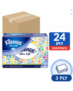 Kleenex Ultra Soft Pack 3ply Floral - Carton