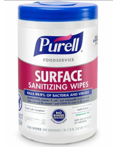 Purell® Foodservice Surface Sanitizing Wipes 110ct Canister, 7 x 10 Wipes - Carton