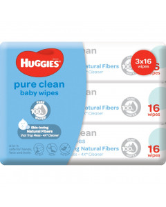 Huggies Pure Clean Baby Wipes - 16's - Carton