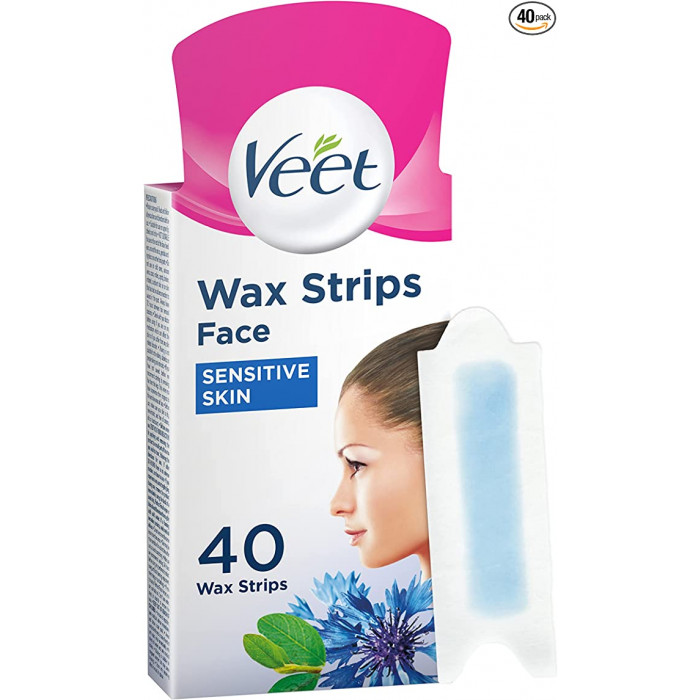 Veet Wax Strips (Uk) Sensitive Skin Vitamin E & Almond Oil Carton