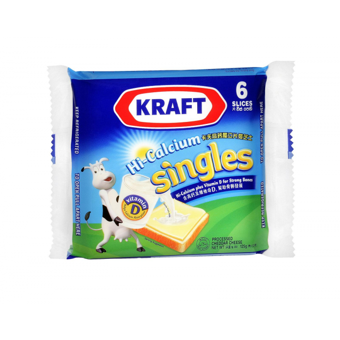 Kraft HiCalcium Singles Cheddar Cheese 6 Slices Case