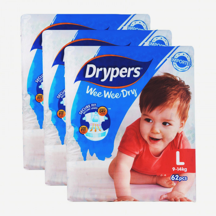 Drypers Wee Wee Dry Diapers L Value Pack Case