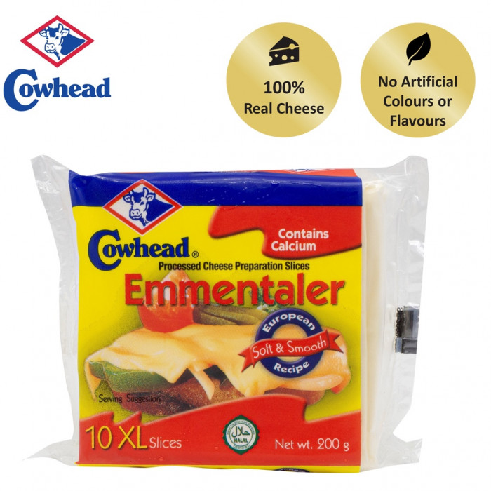 Cowhead Emmentaler Slice Cheddar Carton