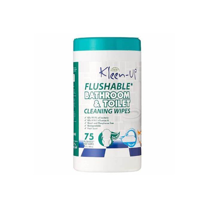 KleenUp Flushable Bathroom & Toilet Cleaning Wipes 75s Carton