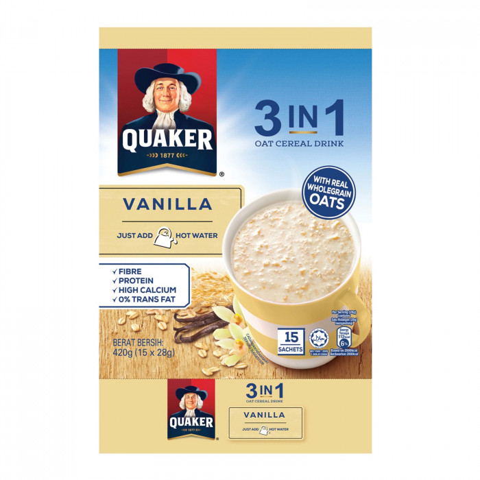 Quaker 3 in 1 Vanilla Instant Oat Cereal Drink Case