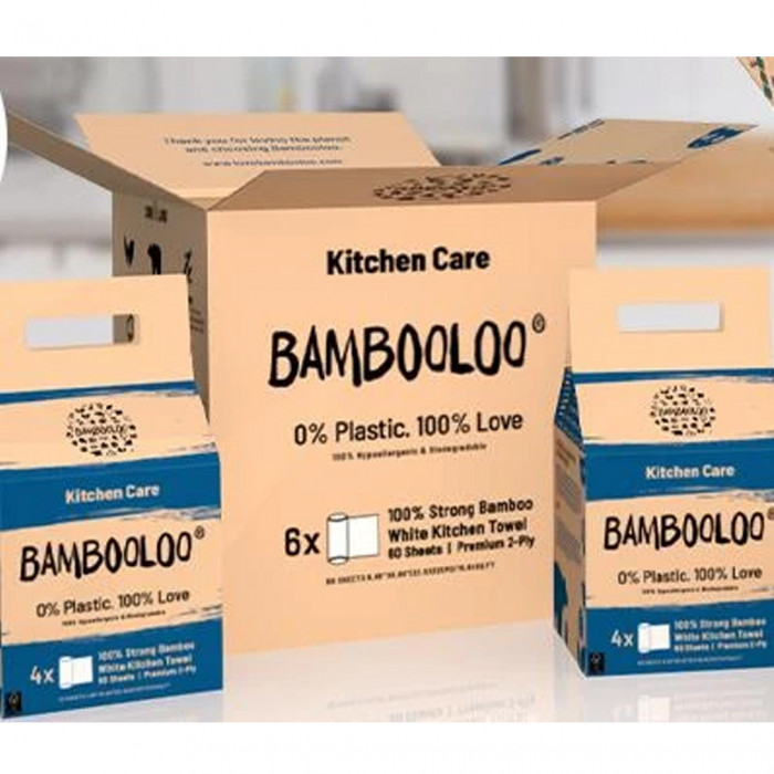 Bambooloo®100 bamboo pulp foodsafe Kitchen Rolls Case