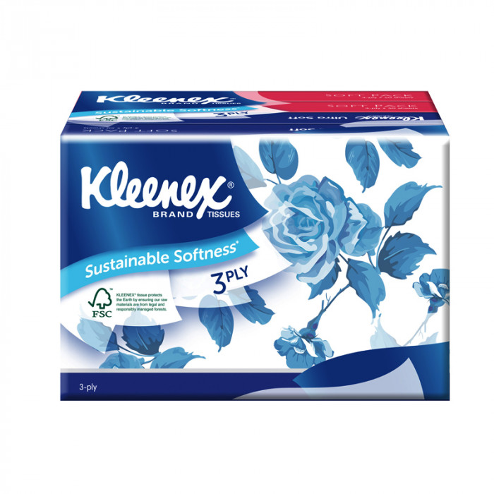 Kleenex 3Ply Soft Pack Floral Facial Tissue 4 x 50's Case