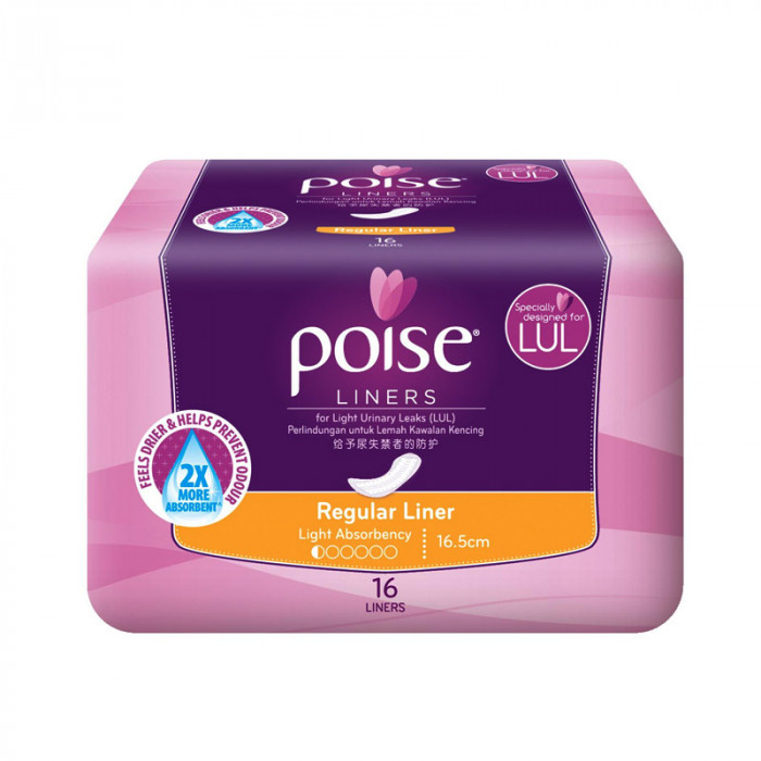 Poise 16.5cm Regular Liner 16's Pads Case