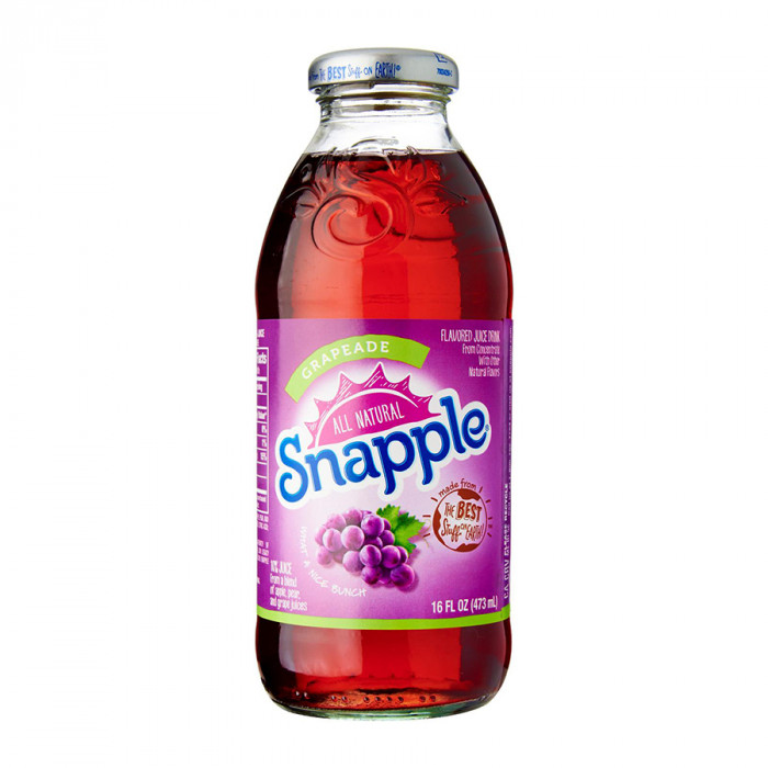 SNAPPLE ALL NATURAL GRAPEADE JUICE DRINK GLASS BOTTLE