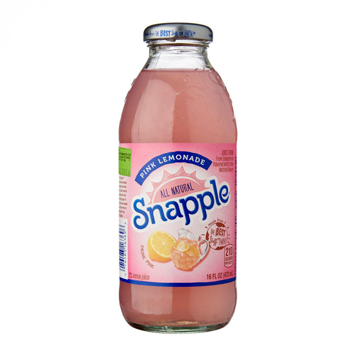 SNAPPLE ALL NATURAL PINK LEMONADE DRINLK GLASS BOTTLE